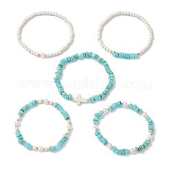 5 шт. 5 стильных браслета из натуральных пресноводных ракушек с бусинами&nbsp;BJEW-JB12726