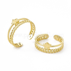 Ионное покрытие(ip) 304 нержавеющая сталь звезда манжета кольцо для женщин RJEW-C060-19G