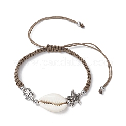 Bracciali da donna con perline intrecciate con conchiglia di ciprea naturale&nbsp;BJEW-JB11765-02