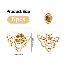 6 unidad de broche de solapa con forma de abeja&nbsp;JEWB-FH0003-11G