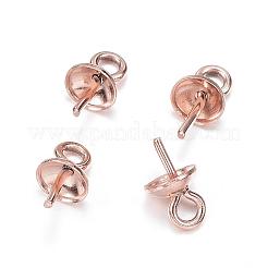304ステンレススチールカップパールペグベイルピンペンダント  片穴パーツ用  ミックスカラー  7x4mm  穴：1.5mm  ピン：0.8mm&nbsp;STAS-G127-04