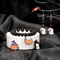28 piezas 7 estilo halloween tema electroforesis negro aleación esmalte colgantes&nbsp;ENAM-LS0001-52