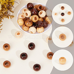 80 pièce de perles européennes en bois de 4 couleurs&nbsp;WOOD-PA0001-76