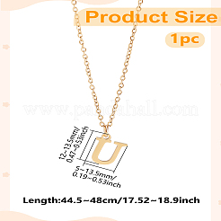 304ステンレススチールレターペンダントネックレス  鉛フリー＆ニッケルフリー＆カドミウムフリー  U字  17.52インチ（44.5cm）〜17.72インチ（45cm）  文字：1mm&nbsp;NJEW-LP0001-53U-G