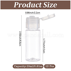 プラスチック製の空の詰め替え可能なフリップキャップボトル  コラム  透明  2.2x6.6cm  容量：15ml（0.51fl.oz）&nbsp;MRMJ-WH20008-22B