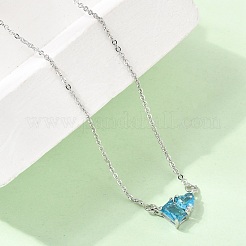 Collane con catena a maglie e ciondolo rettangolare e a cuore in ottone con pavé di zirconi cubici&nbsp;KK-CBAB173-04P-10
