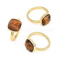Bagues en pierres précieuses naturelles avec accessoires en laiton&nbsp;G-H353-04G