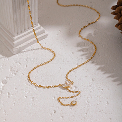 Женские ожерелья с кисточками и цветами из нержавеющей стали 304 с прозрачными кубическими цирконами ZN1506