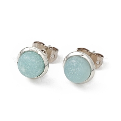Boucles d'oreilles clous demi-ronds à pierres précieuses&nbsp;EJEW-P220-02P