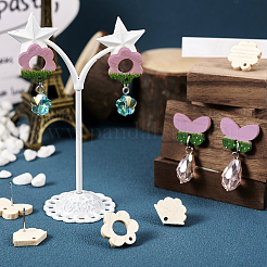 36 шт. фурнитура для сережек-гвоздиков из ясеня в виде прямоугольника&nbsp;EJEW-TA0001-19