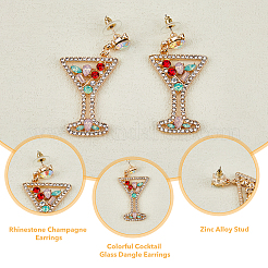 4 par de pendientes colgantes de copa de vino con rhinestone y perlas de plástico de 4 estilos&nbsp;EJEW-FI0001-70