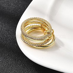 Латунные микро проложить пальцев кольца кубического циркония&nbsp;RJEW-P166-11G-01