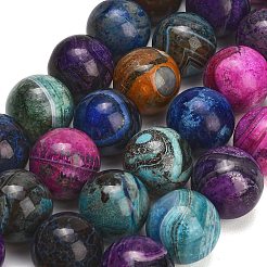 天然石ドラゴンアゲート瑪瑙ビーズ連売り  染め＆加熱  スムーズなラウンド  ミックスカラー  19~21mm  穴：1.4~1.6mm  約20個/連  15.43''（39.2センチメートル）&nbsp;GG-L001-L01-02G