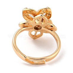 Вращающееся кольцо-манжета с кубическим цирконием в виде цветка для успокаивающей медитации RJEW-P025-01