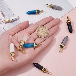 10шт 10 стиля смешанные драгоценные камни с двойным концом заостренные подвески&nbsp;G-SZ0001-41