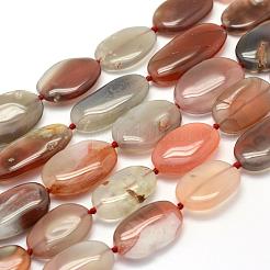 天然南赤瑪瑙ビーズ連売り  オーバル  25~31x15~17x7~9mm  穴：1mm  約15個/連  16.1インチ（41cm）&nbsp;G-E395-07A