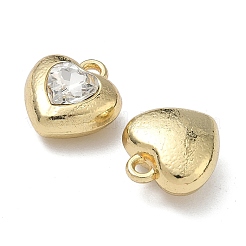 合金ラインストーンチャーム  ハートチャーム  鉛フリー＆カドミウムフリー  ゴールドカラー  13x12x6.5mm  穴：1.6mm&nbsp;FIND-L026-05G-01