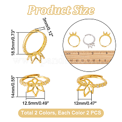 4 шт. 2-х цветная регулируемая латунная фурнитура для колец KK-NB0003-11