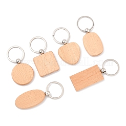 6шт брелок из натурального дерева 6 стиля HJEW-FS0001-03