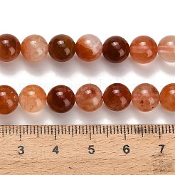 Нити бусин из натурального красного меха кролика с рутиловым кварцем G-H329-C04-8mm-A