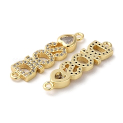 Ciondoli per connettori in zirconia cubica trasparenti in ottone placcato a cremagliera&nbsp;X-KK-K332-39G