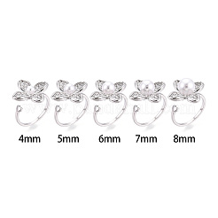 Оправы для колец-манжет из цветочной латуни с микропаве из прозрачного кубического циркония KK-T076-70P