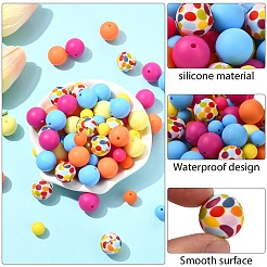 90шт 9 стиля круглые силиконовые фокусные бусины SIL-YW0001-77