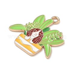 Небольшое растение в горшке с подвесками из эмалевого сплава в виде собаки ENAM-I083-01KCG-03