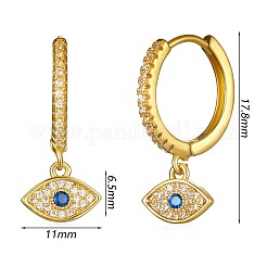 キュービックジルコニア ホースアイ ダングル フープ ピアス  女性のための真鍮のアクセサリー  ゴールドカラー  17.8mm&nbsp;JE925A