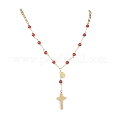 3 collier de perles rondes en cornaline naturelle&nbsp;NJEW-JN05574