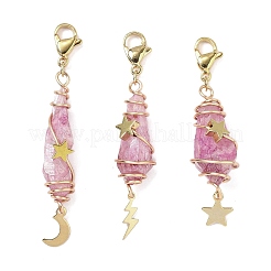 Подвесные украшения из гальванизированного натурального кварцевого кристалла в виде проволоки HJEW-JM03127-06