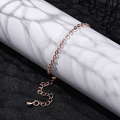 女性用ラックメッキ真鍮カーブチェーンブレスレット  カドミウムフリー＆鉛フリー  901ステンレススチール留め具  ローズゴールド  5-7/8x1/8インチ（15x0.3cm）&nbsp;BJEW-G735-16RG