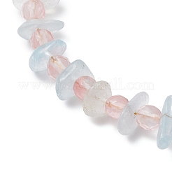 Браслеты из бусин из вишневого кварцевого стекла и натуральной аквамариновой крошки для женщин&nbsp;BJEW-JB12526-02