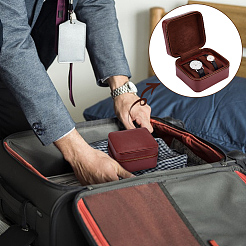 Коробки для часов из искусственной кожи с застежкой-молнией CON-WH0084-91