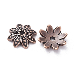 チベット風ビーズキャップ  合金  カドミウムフリー＆鉛フリー  花  赤銅色  15x4mm  穴：2mm&nbsp;X-TIBEB-LF1027YKG-R-LF