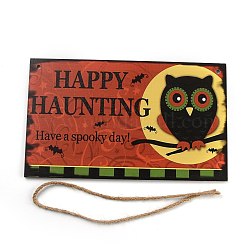 Porte en bois halloween suspendu panneau de bienvenue&nbsp;HJEW-Z002-04F