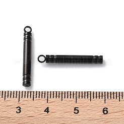 304ステンレスペンダント  コラムバーチャーム  ブラック  23x3mm  穴：1.8mm&nbsp;STAS-Z062-01EB
