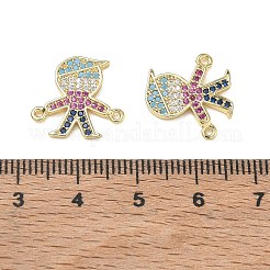 Breloques connecteurs en laiton serties de micro-pavés de zirconiums cubiques colorés pour la création de bijoux&nbsp;CU-CBAAA59-01G-02