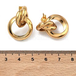 201ステンレススチールスタッドピアス  304ステンレスピン付き  PVD真空メッキ  長持ちメッキ  結び目  ゴールドカラー  26x19.5mm&nbsp;EJEW-D354-02G