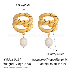 Pendientes colgantes de perlas de agua dulce de acero inoxidable 304 para mujer&nbsp;VW9874