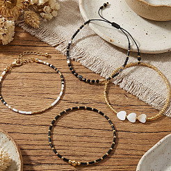 Набор из 4 эластичного браслета из стеклянного бисера двух разных стилей (4 варианта).&nbsp;FG0392-2