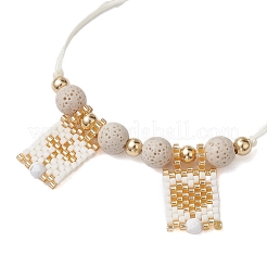 Braccialetti intrecciati con perline di pietra lavica naturale&nbsp;BJEW-MZ00063
