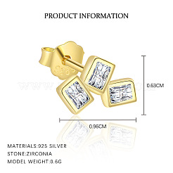 Прямоугольник 925 серьги-гвоздики из стерлингового серебра с микропаве из прозрачных кубических цирконий FS-WGC4DF4-01