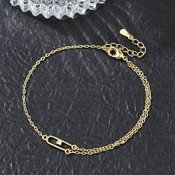 Bracelets en laiton à maillons en zircone cubique transparent&nbsp;BJEW-E114-01E-G