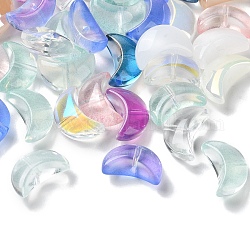 Perles en verre transparentes, croissant de lune, couleur mixte, 14x9x6.5mm, Trou: 1.2mm