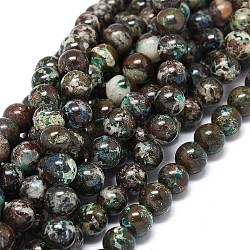 Chapelets de perles en chrysocolle naturelle, ronde, 8~9mm, Trou: 1mm, Environ 46~49 pcs/chapelet, 15.55 pouce (39.5 cm)