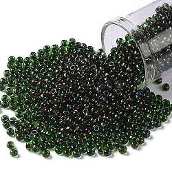 Toho perles de rocaille rondes, Perles de rocaille japonais, (247) couleur intérieure ab jonquil / dk prune doublée, 8/0, 3mm, Trou: 1mm, environ 10000 pcs / livre