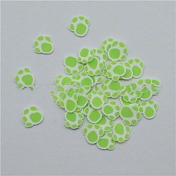 Cabujones de arcilla polimérica hechos a mano, pata de perro, verde claro, 5~6.5x5~6.5x6mm