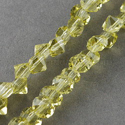 Glass Bead Strands, Faceted, Diamond, Yellow, 5~6x8mm, Hole: 1.5mm