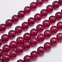 Натуральные и крашеные нити шарик Malaysia нефрита, круглые, средне фиолетовый красный, 12 мм, отверстие : 1.0 мм, около 31 шт / нитка, 15 дюйм
